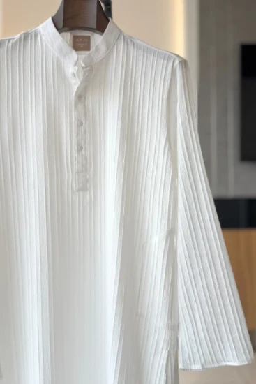 Classic White Textured Stripe Panjabi