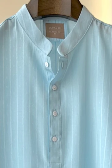 Pastel Sky Blue Textured Stripe Panjabi