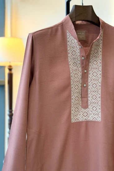 Blush Pink with Contrast White Embroidery