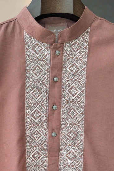 Blush Pink with Contrast White Embroidery Panjabi