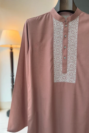 Blush Pink with Contrast White Embroidery Panjabi