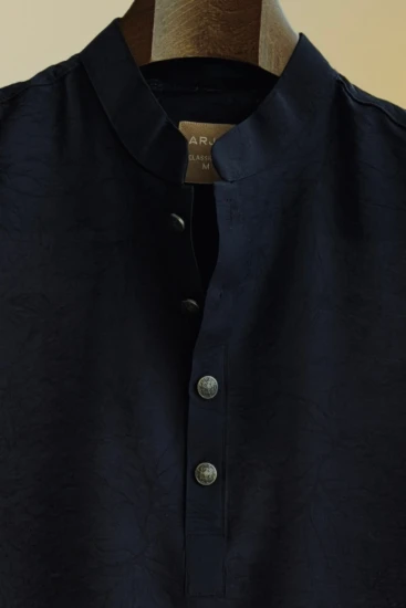 Midnight Blue Floral Printed Panjabi