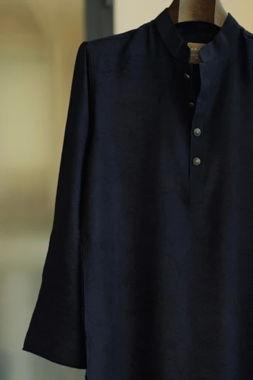 Midnight Blue Floral Printed Panjabi