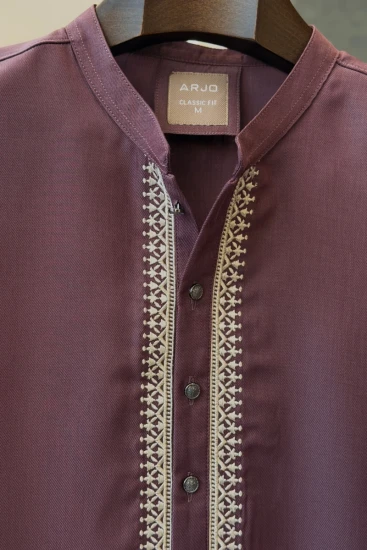 Brownish Purple with Contrast Embroidered Panjabi