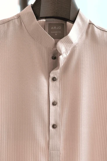 Almond Beige Textured Stripe Panjabi