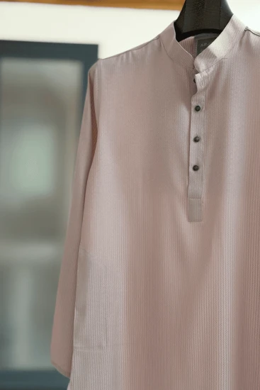 Almond Beige Textured Stripe Panjabi