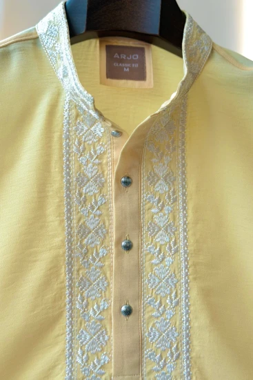 Lemon Yellow with White Embroidered Panjabi