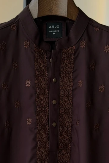 Chocolate Brown Embroidered Panjabi