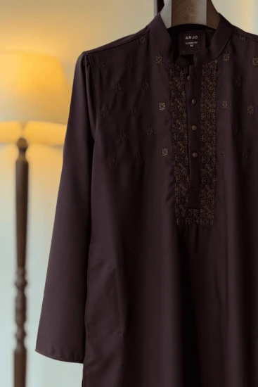 Chocolate Brown Embroidered Panjabi