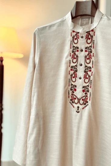 Light Beige Embroidered Panjabi