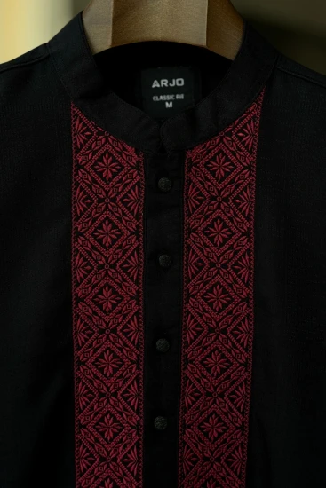 Black With Contrast Embroidery Panjabi