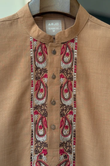 Sand Brown Embroidered Panjabi