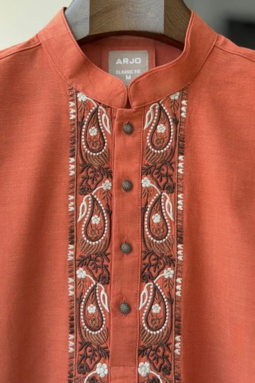 Burnt Orange Embroidered Panjabi