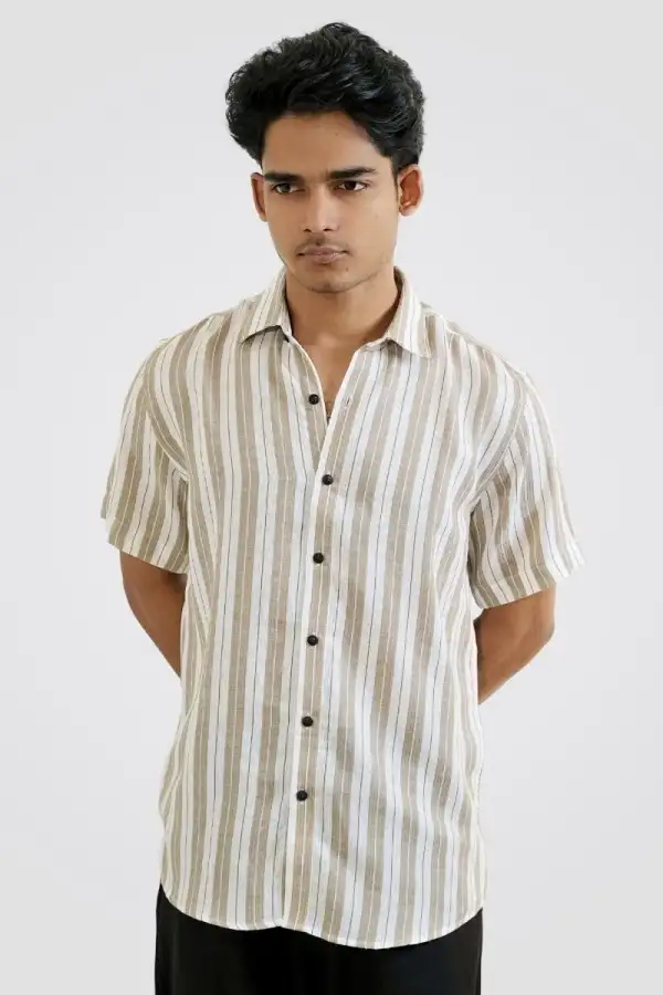 Beige Striped Summer Shirt
