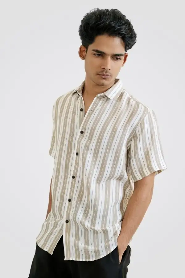 Beige Striped Summer Shirt