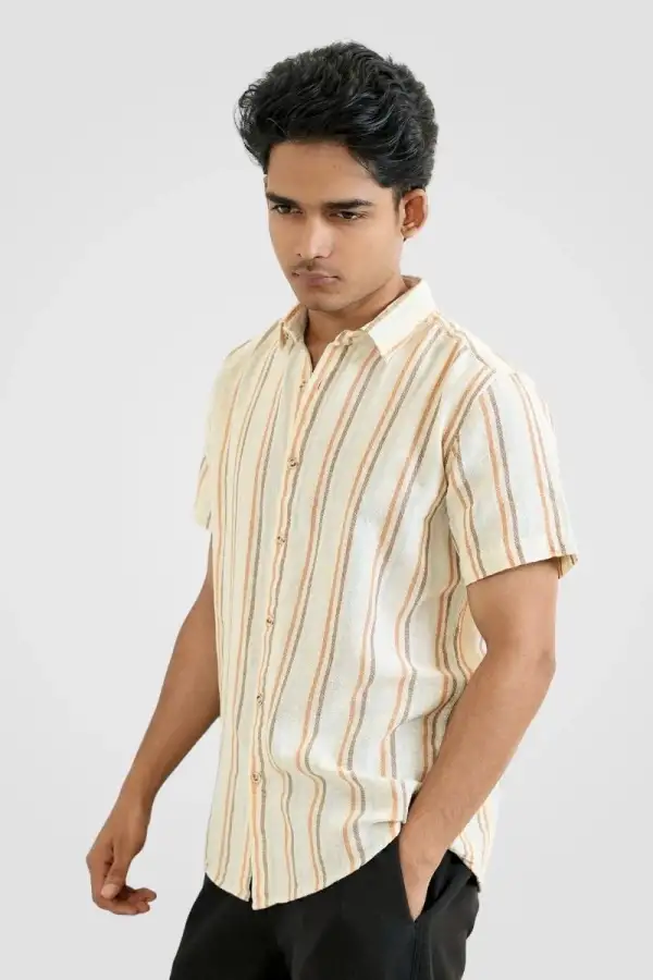 Rust & Cream Short Sleeve Shirt