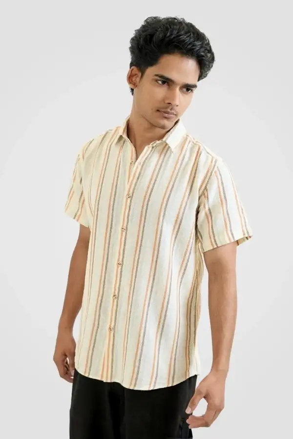 Rust & Cream Short Sleeve Shirt